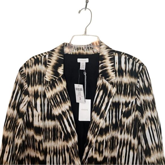 Chico's Black and Cream Patterned Blazer - Picture 4 of 8